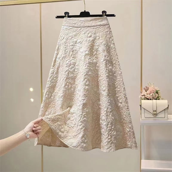 DailyTrove Women's Floral High Waisted Fashionable Casual Temperament Large Umbrella Skirt