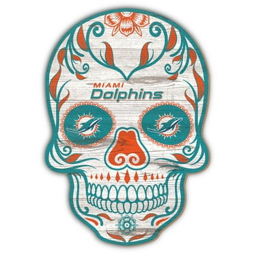 Miami Dolphins 12'' Sugar Skull Sign