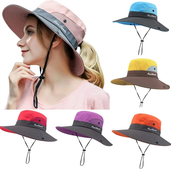 Windfall Women Outdoor Summer Sun Hat UV Protection Wide Brim Foldable Safari Fishing Cap