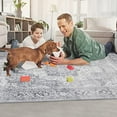 thumbnail image 6 of Retro Floral Print Area Rug, Vintage Distressed Low Profile Non Slip Floor Carpet, 6 of 8