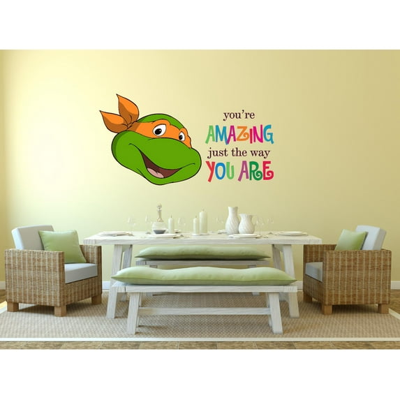 Ninja Tutle Way You Are Quote Cartoon Decors Wall Sticker Art Design Decal for Girls Boys Kids Room Bedroom Nursery Kindergarten House Fun Home Decor Stickers Wall Art Vinyl Decoration (8x10 inch)