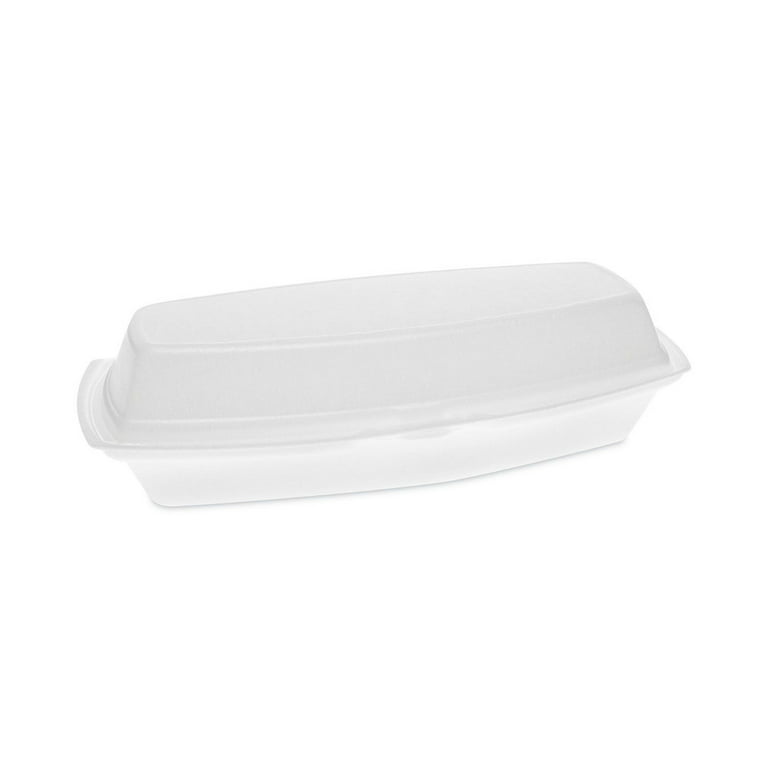 Pactiv Foam White Economy 1 Compartment Hinged Lid Takeout Sandwich Container, 30 Ounce Capacity -- 500 per Case