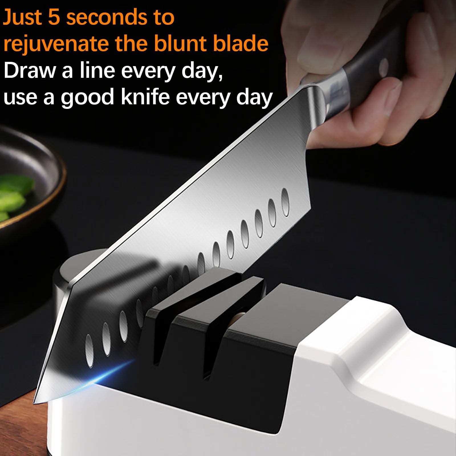 WWG USB Electric Knife Sharpener with Automatic Sharpening Stone, 15-20 Degree Blade Edge for Kitchen Scissors, Portable Sharpening Tool