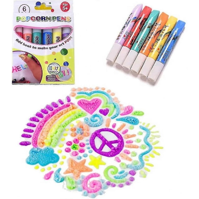 Magic Popcorn Pens, 3d Color Magic Diy Bubble Popcorn Drawing Pens, Art Safe Pen For Greeting Birthday Cards