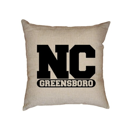 Nc State Pillow - Greenboro, North Carolina NC Classic City State Sign Decorative Linen Throw Cushion Pillow Case with Insert