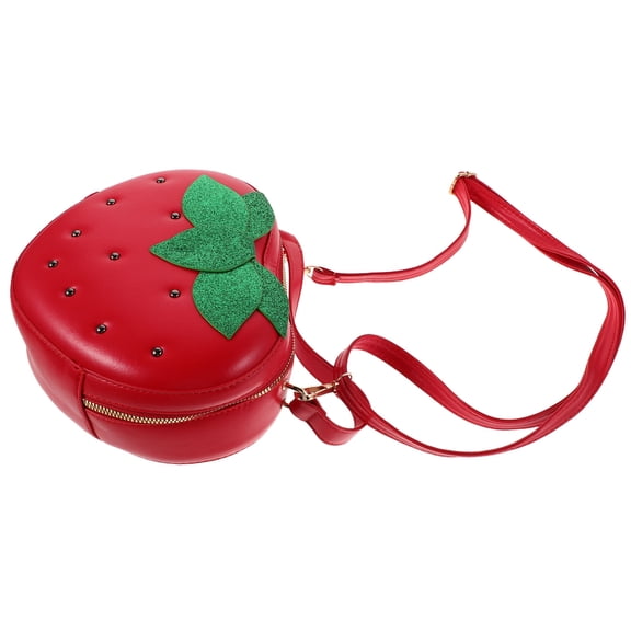 OFFIGAM Cute Strawberry Shape Crossbody Bag Red PU Small Purse for Women Outings and Daily Use 1 Pack