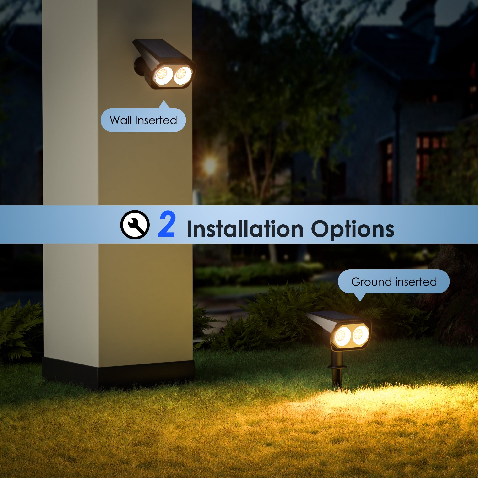 Aship Solar SpotLights Outdoor Waterproof , 26 LEDs 3 Color  Solar Powered Garden Lights, Warm White & Cool White Solar Landscape Spotlights for Lawn Yard Walkway, 6 Pack