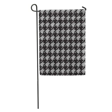 SIDONKU Houndstooth Knitted Hounds Tooth Jacquard Plaid Abstract Beautiful Black Check Garden Flag Decorative Flag House Banner 28x40 inch