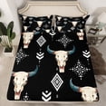 thumbnail image 2 of jejeloiu Boho Tribal Full Size Sheets,Rustic Bull Skull Bed Sheets,Abstract Aztec Geometric Sheet Sets For Men Women,Ultra Soft Home Decor,4 Pieces, 2 of 7