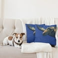 thumbnail image 4 of Ambesonne Turtle Throw Pillow Cover 2 Pack, Sea Animal Swimming, 20", Blue Yellow, 4 of 5