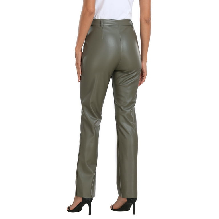 HDE Women's Faux Leather Pants High Waisted Trousers with HDE Women's Faux Leather Pants High Waisted Trousers with