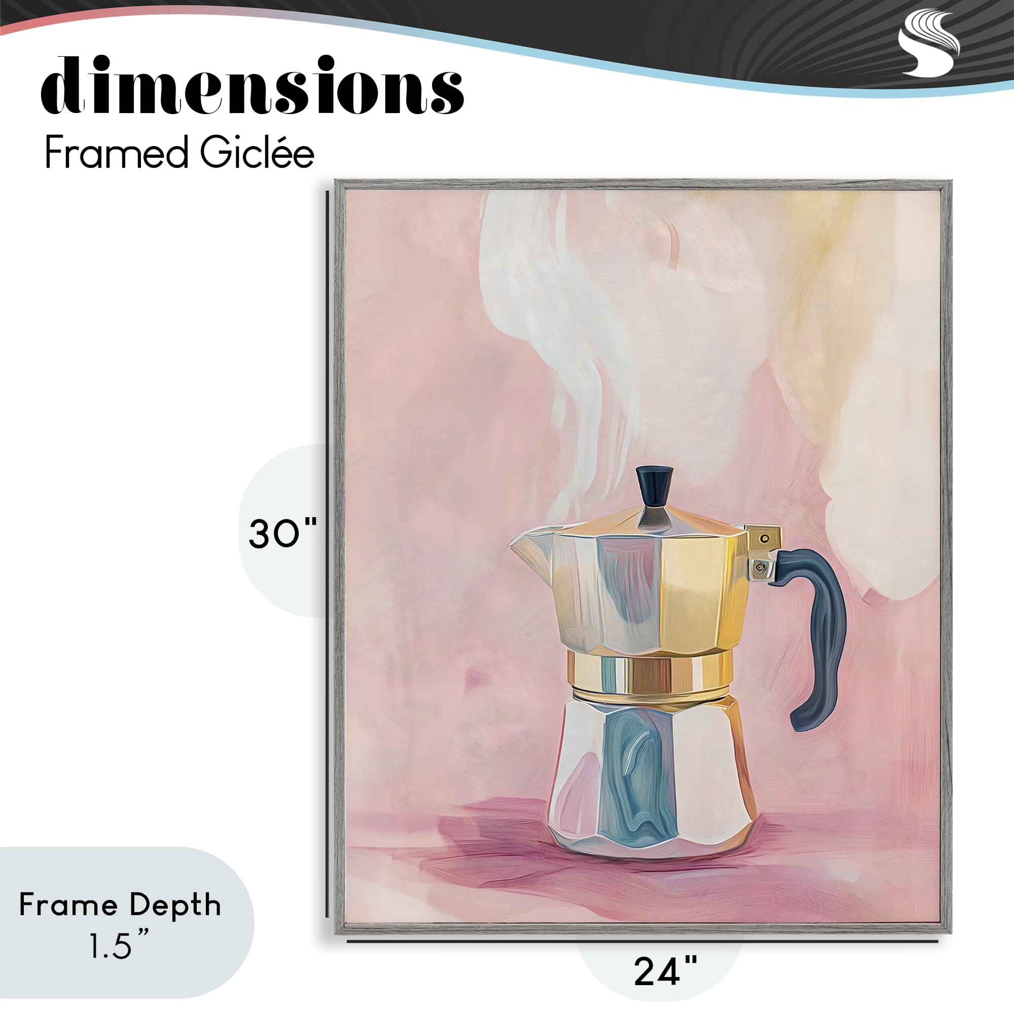 Stupell Industries Vintage Coffee Maker on Pink Gray Framed Giclee Art, design by The Prints Vibe