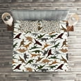 thumbnail image 3 of Ambesonne Jurassic Quilted Coverlet 3 Pcs, Wild Enormous Museum, King Size, Dark Orange Burgundy, 3 of 3