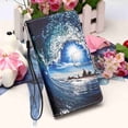 thumbnail image 5 of Dteck Case for Apple iPhone 14 Pro Max, 3D Stylish Painting PU Leather Wrist Strap Card Cash Slots Stand Feature Flip Cases Cover,Wave, 5 of 5