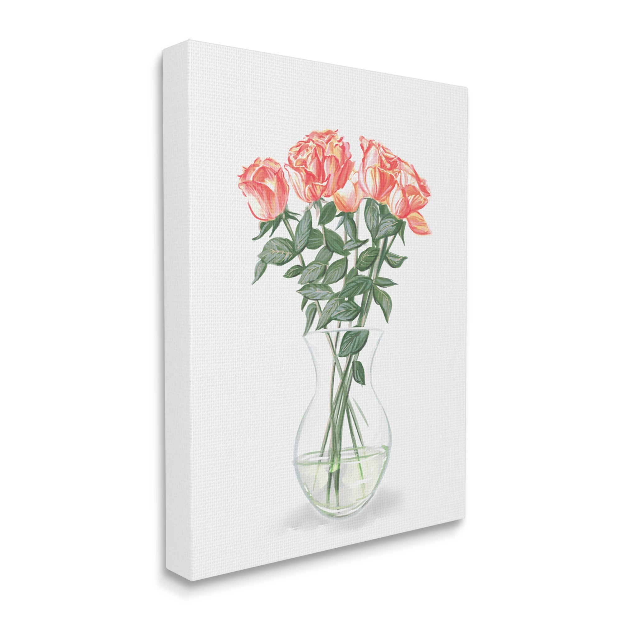 Stupell Industries Pink Rose Bouquet Glass Vase Still Life Painting Gallery Wrapped Canvas Print Wall Art, Design by Ziwei Li