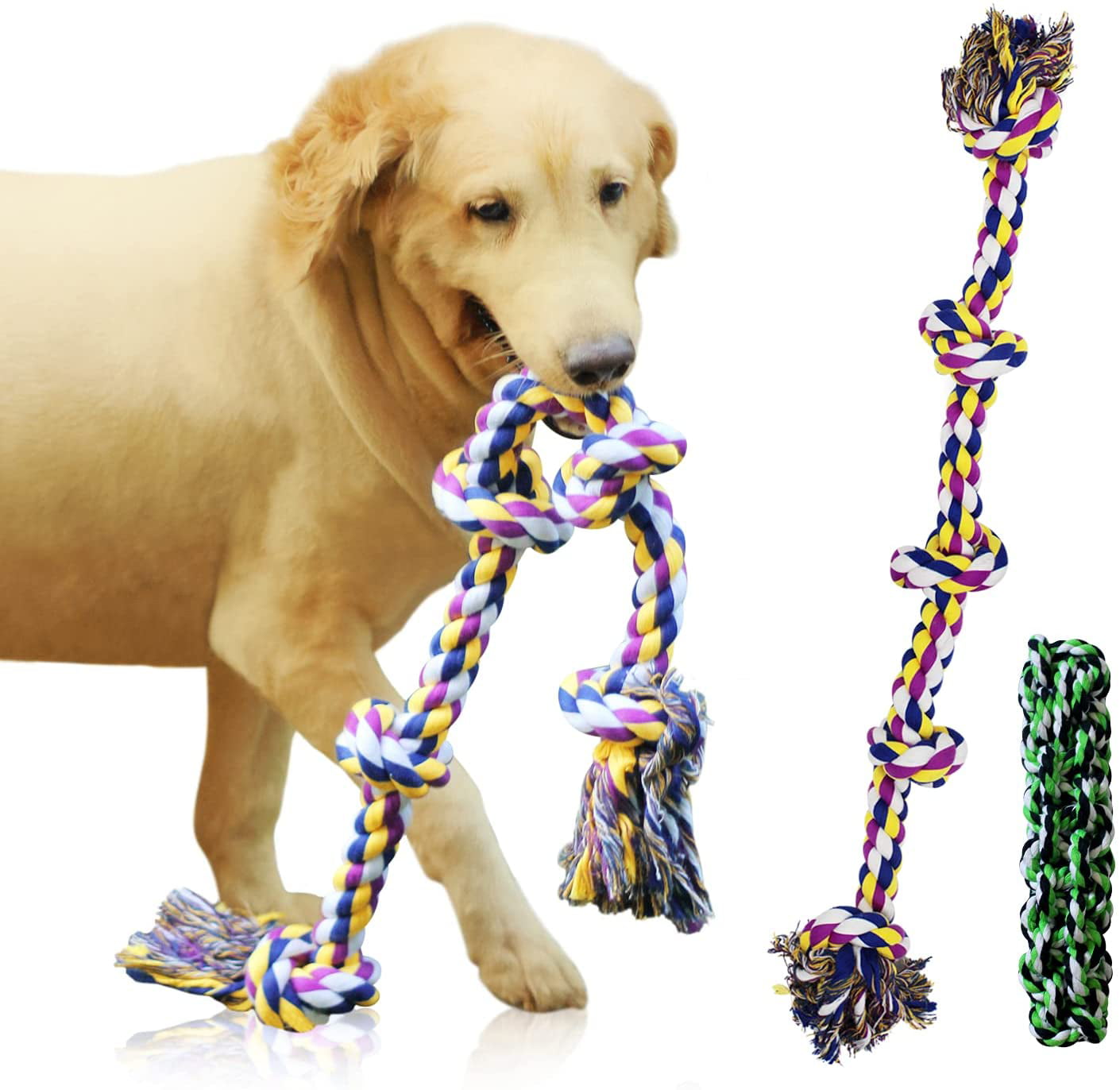 Tough Twisted Rope Toy with 5 Knots Dog Rope Toys for Aggressive Chewers Interactive Heavy Duty Dog Toys for Medium Large Dogs