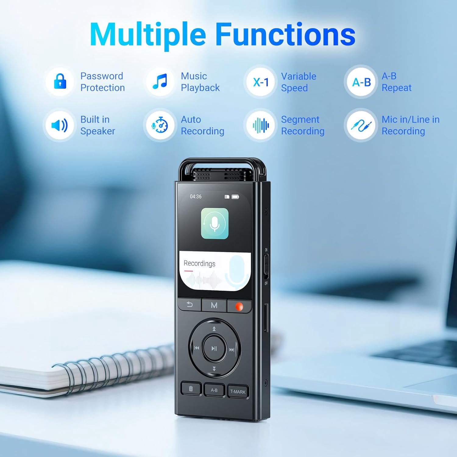 144GB Digital Voice Recorder with Playback,9000 Hours Audio Recording Device, MECHEN Voice Activated Recorder Portable, with Lectures Meetings, Interviews Voice Recorder -Black