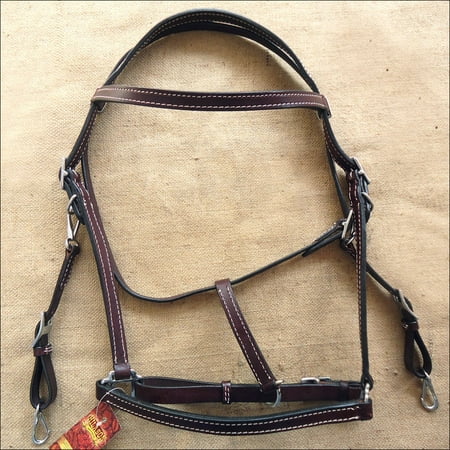 Combination Leather Halter - HILASON WESTERN LEATHER HORSE TRAIL HALTER BRIDLE COMBINATION BROWN