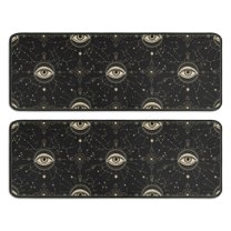 Kitchen Rugs Sets Of 2,Black Gold Eye Star Constellation Pattern Anti Fatigue Kitchen Mat Rugs Non Slip Washable,Decorative Kitchen Floor Mats for Kitchen,Sink,Laundry,17"x47" 17"x47"