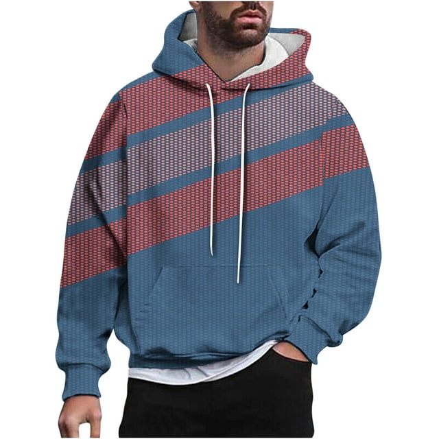 Rbaofujie Chandails Mignons Hommes Mode Décontractée Chandails en Molleton à Capuche Col Rond Imprimé Pull Manches Longues Hauts Chandail en Molleton Chandail à Capuchon Lesté