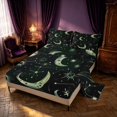 thumbnail image 2 of Homewish Hippie Moon Print Queen Sheets, Horoscope Astrology Queen Sheet Sets, Black Green, 4pcs, 1 Flat Sheet, 1 Fitted Sheet and 2 Pillowcases, 2 of 6