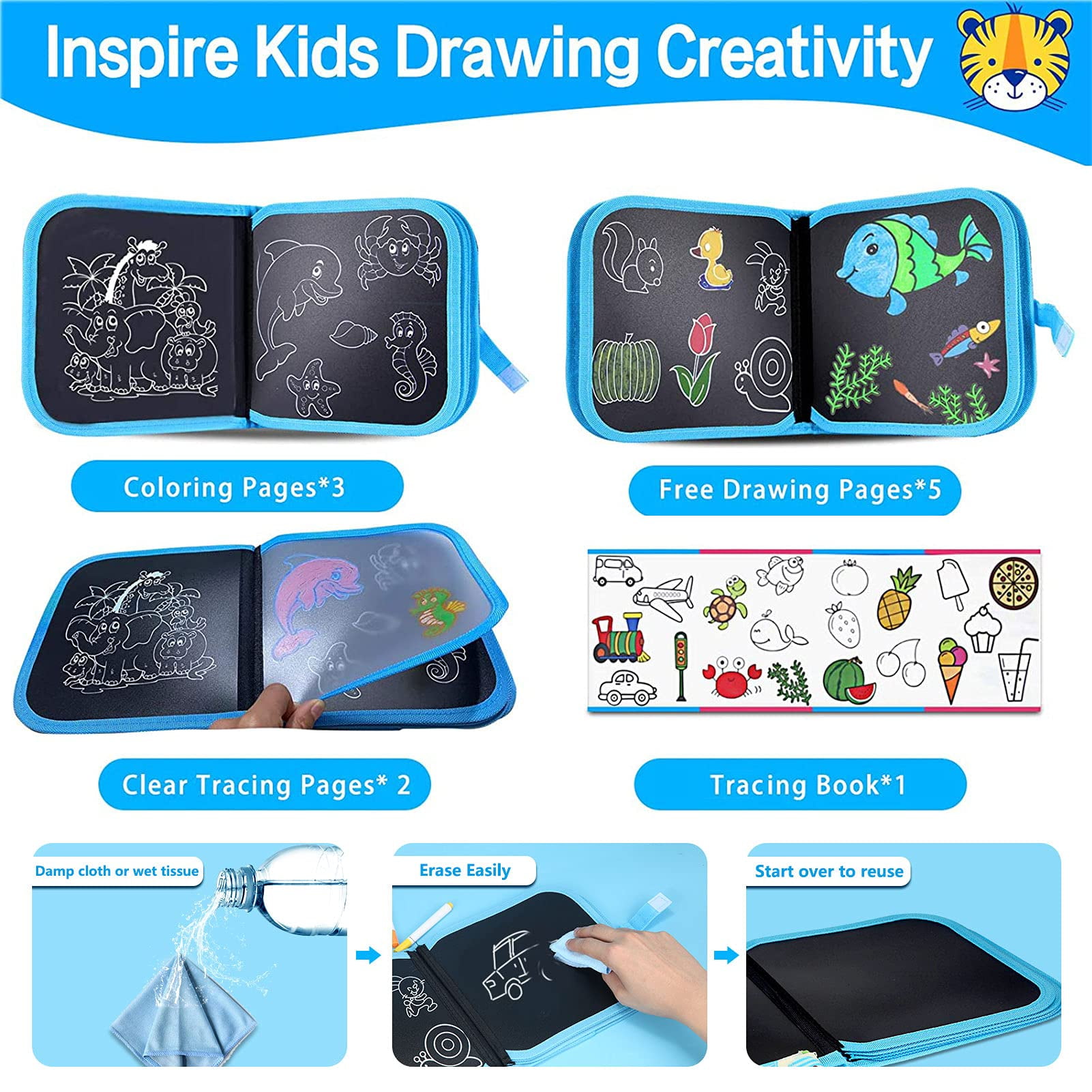 Kids Erasable Doodle Book – OriginToy