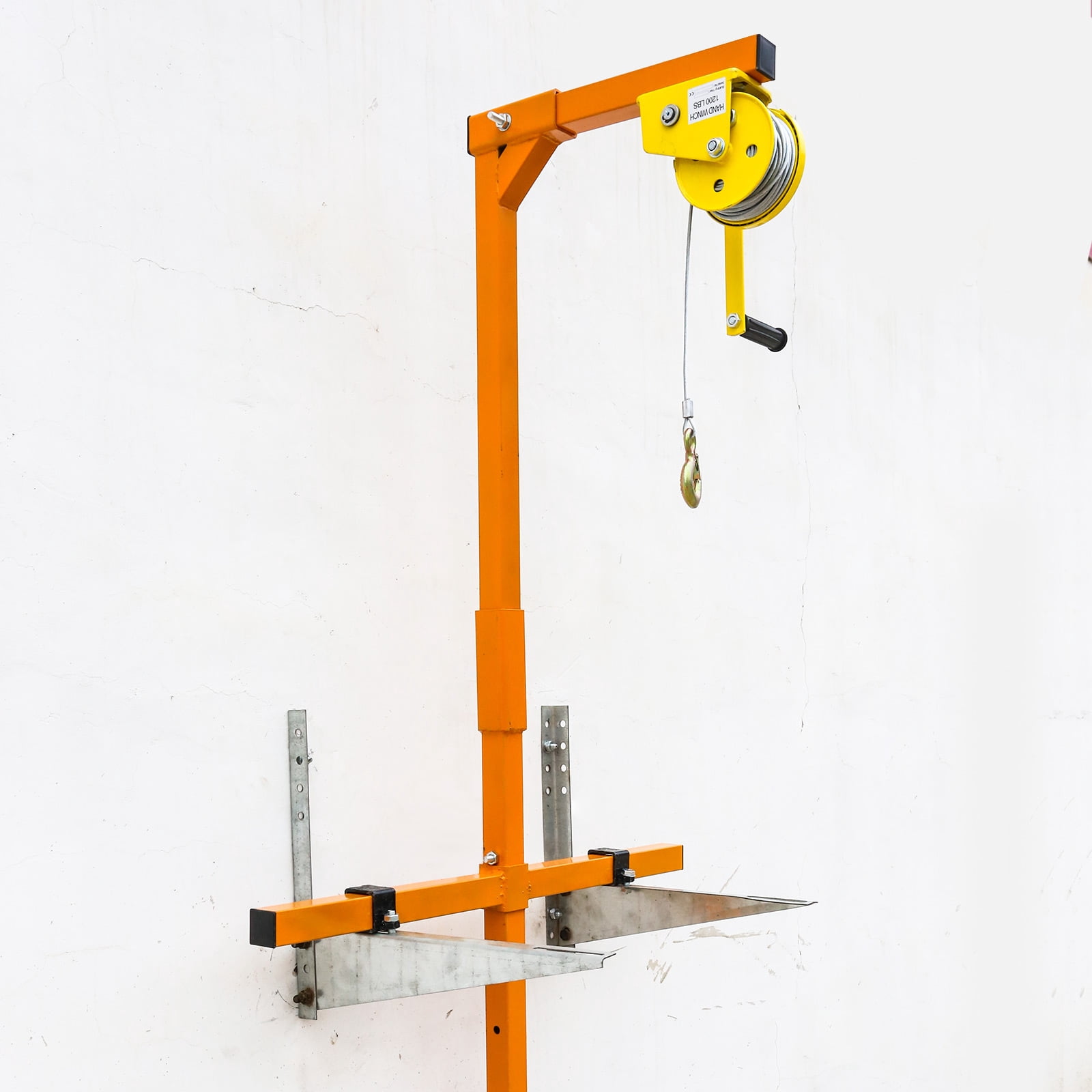 Air Conditioner Lifting Crane, 1500 LBS Heavy Duty AC Lift, All-Weather Bracket with Hanger, Pulley and 50ft Ropes for Warehouse Industrial