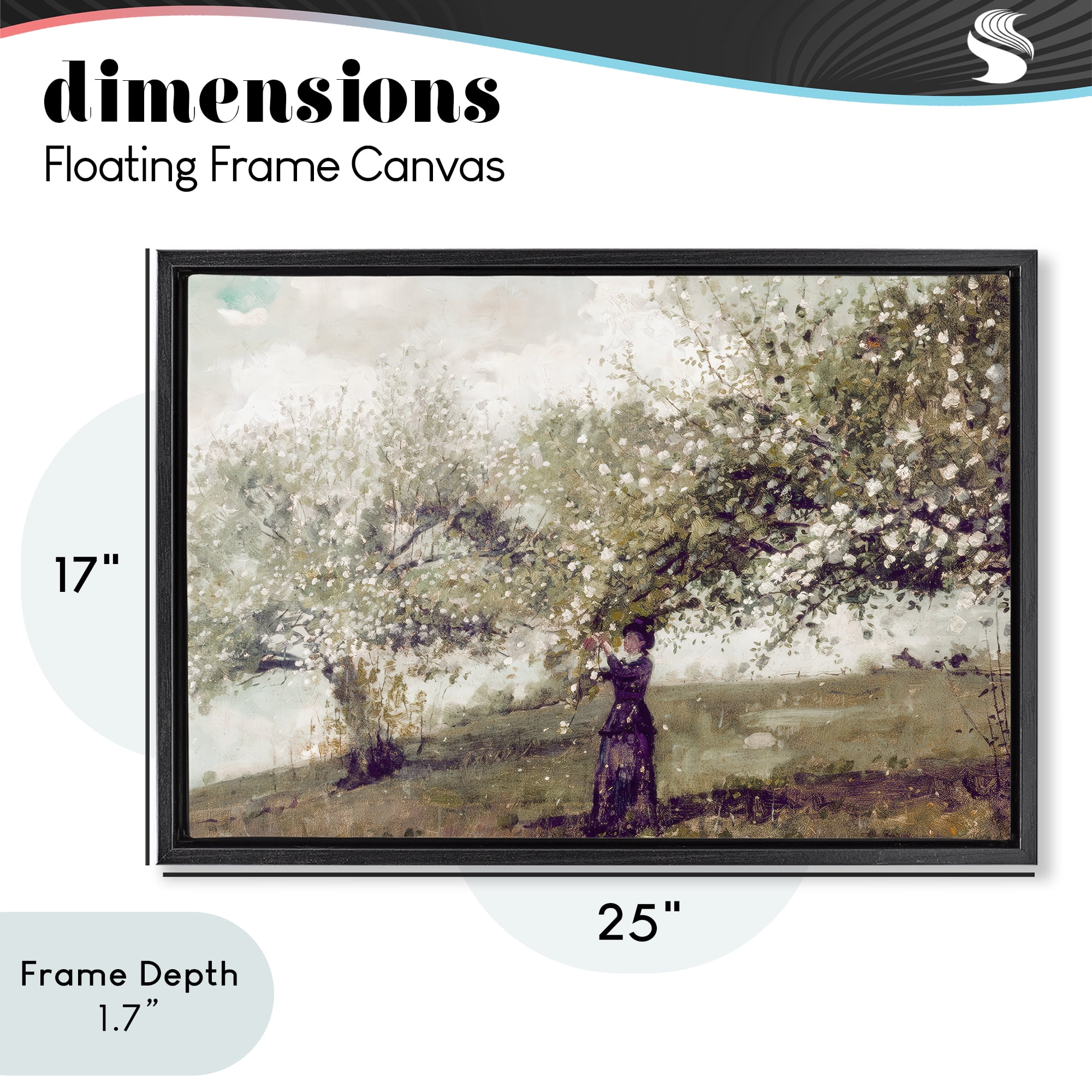 Stupell Industries Vintage Gathering Spring Blossoms Black Framed Floater Canvas Wall Art, design by Leah Straatsma