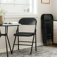 thumbnail image 2 of Sillas Plegables de Acero Juego de 8 - Diseño Compacto con Respaldo Ergonómico y Estructura Metálica Reforzada - Para Reuniones, Comedor, Jardín, Oficina o Eventos - Negro, 2 of 7