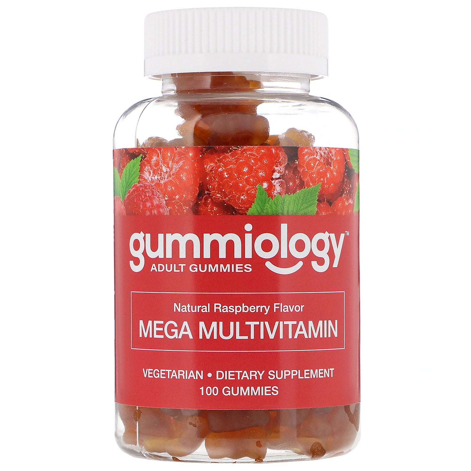 Gummiology Adult Mega Multivitamins Gummies, Natural Raspberry Flavor