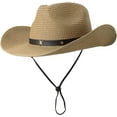thumbnail image 6 of OwnShow Straw Cowboy Hat for Women Men Western Sun Hat Wide Brim Summer Belt Cowgirl Hats, 6 of 14