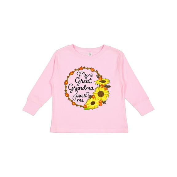 Inktastic My Great Grandma Loves Me with Sunflower Wreath Boys or Girls Long Sleeve Toddler T-Shirt
