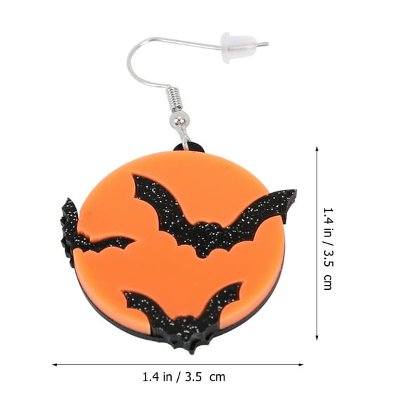 BRIGHTFUFU 2Pcs Bat Acrylic Earring Orange Festival Ear Accessory for Parties