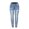 thumbnail image 2 of High Waist Women's Jeans 2022 Auttmn Button Fly Women Trousers Ripped Hollow-Out Jeans for Women Streetwear Straight Leg Jeans zhangyuxiang LED, 2 of 2