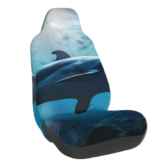Wukai Ocean Dolphin Fish School Full Set Car Seat Covers with Soft Padding Universal Auto Front Seats Protector and Cushion Mat