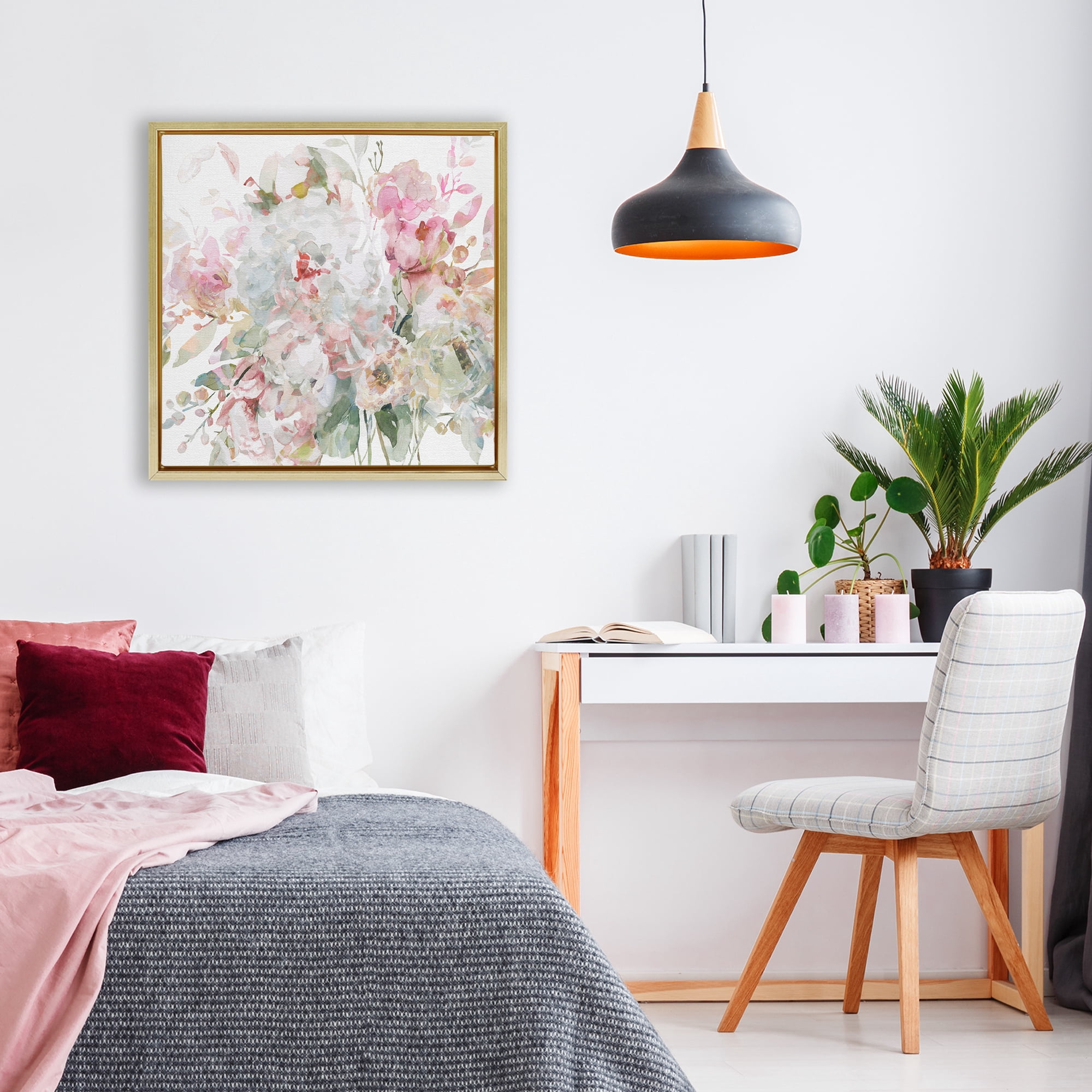 Stupell Industries Romantic Pastel Blossoms Gold Framed Floater Canvas Wall Art, design by Carol Robinson