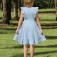thumbnail image 7 of Mgmyaa Girls Elegant Dresses Kids Summer A-line Ruffle Sleeve Peplum Dress Size 3-14 Years, 7 of 7