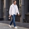 thumbnail image 6 of Hsovts Men's Hoodies Unisex Running Outfits Casual Zip UpSolid Color Long Sleeve Drawstring Pullover Hooded Sweatshirt White S, 6 of 7