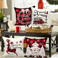 thumbnail image 2 of Christmas Throw Pillow Covers 18x18 Set of 4, Decorative Holiday Farmhouse Merry Xmas 18 x 18 Buffalo Check Plaid Cushion Pillow Cases for Outdoor Indoor Home House Room Couch Decor (Red), 2 of 6