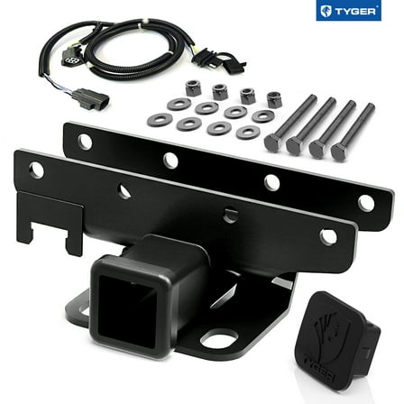 Tyger Auto TG-HC2J001K Towing Combo: 2inch Receiver Hitch Kit & Wiring Harness & Hitch Cover Compatible with 2007-2018 Wrangler JK (2Dr & 4Dr)