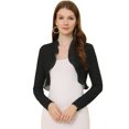 thumbnail image 1 of Cárdigan con cuello de volantes Allegra K para mujer Negro S, 1 of 6