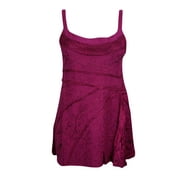 Mogul Women's Tank Top Pink Embroidered Strappy Bohemian Style Blouse