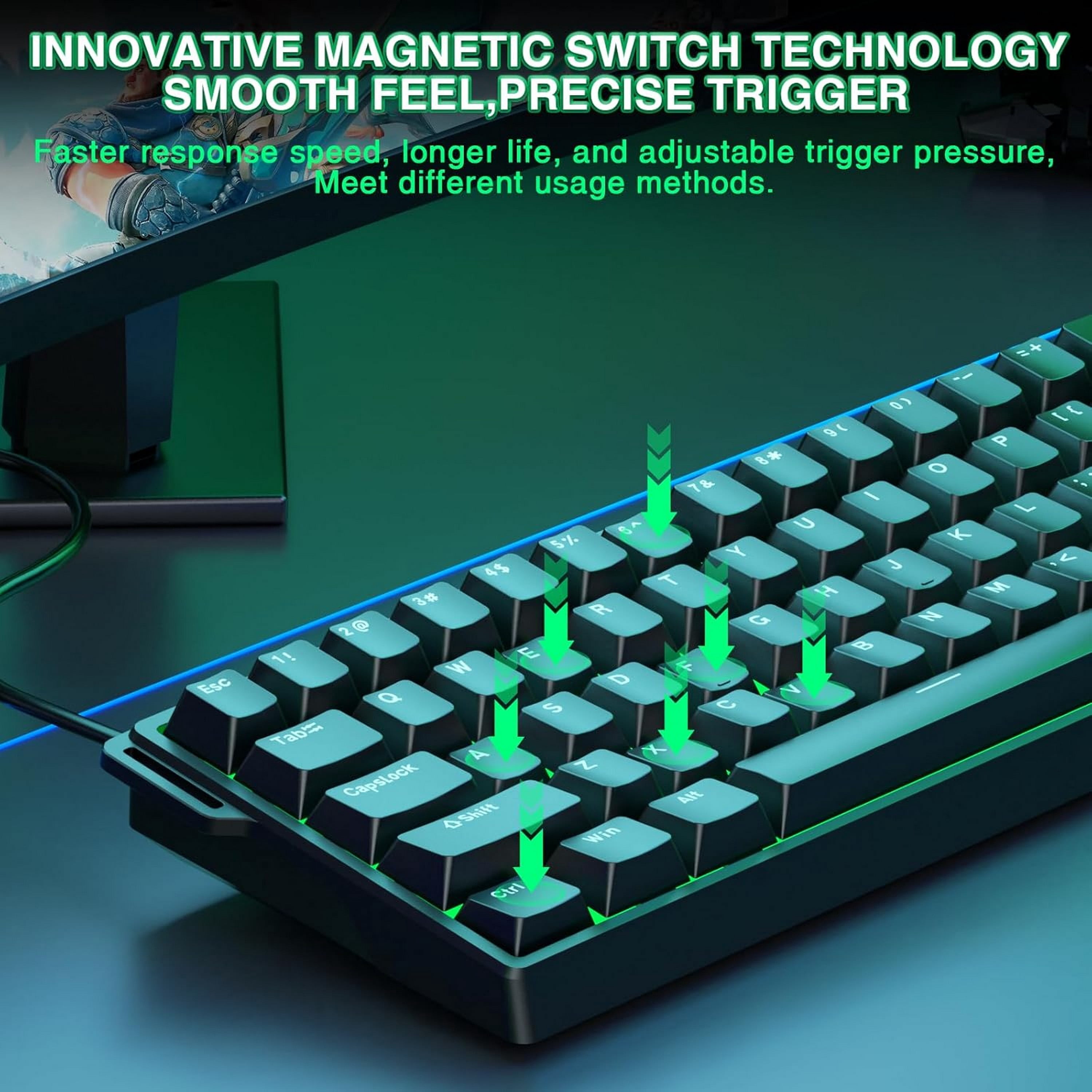 Aula WIN60 HE - 60% Mechanical Gaming Keyboard Wired, Magnetic Switch - Grey/Black