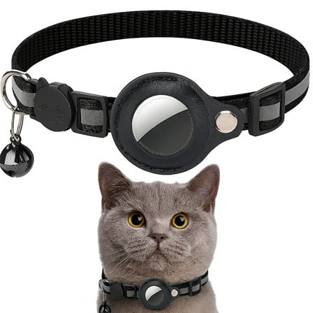 Airtag Cat Collar Breakaway, Reflective Kitten Collar with Apple Air Tag Holder and Bell for Girl Boy Cats, 0.4 Inches in Width and Lightweight