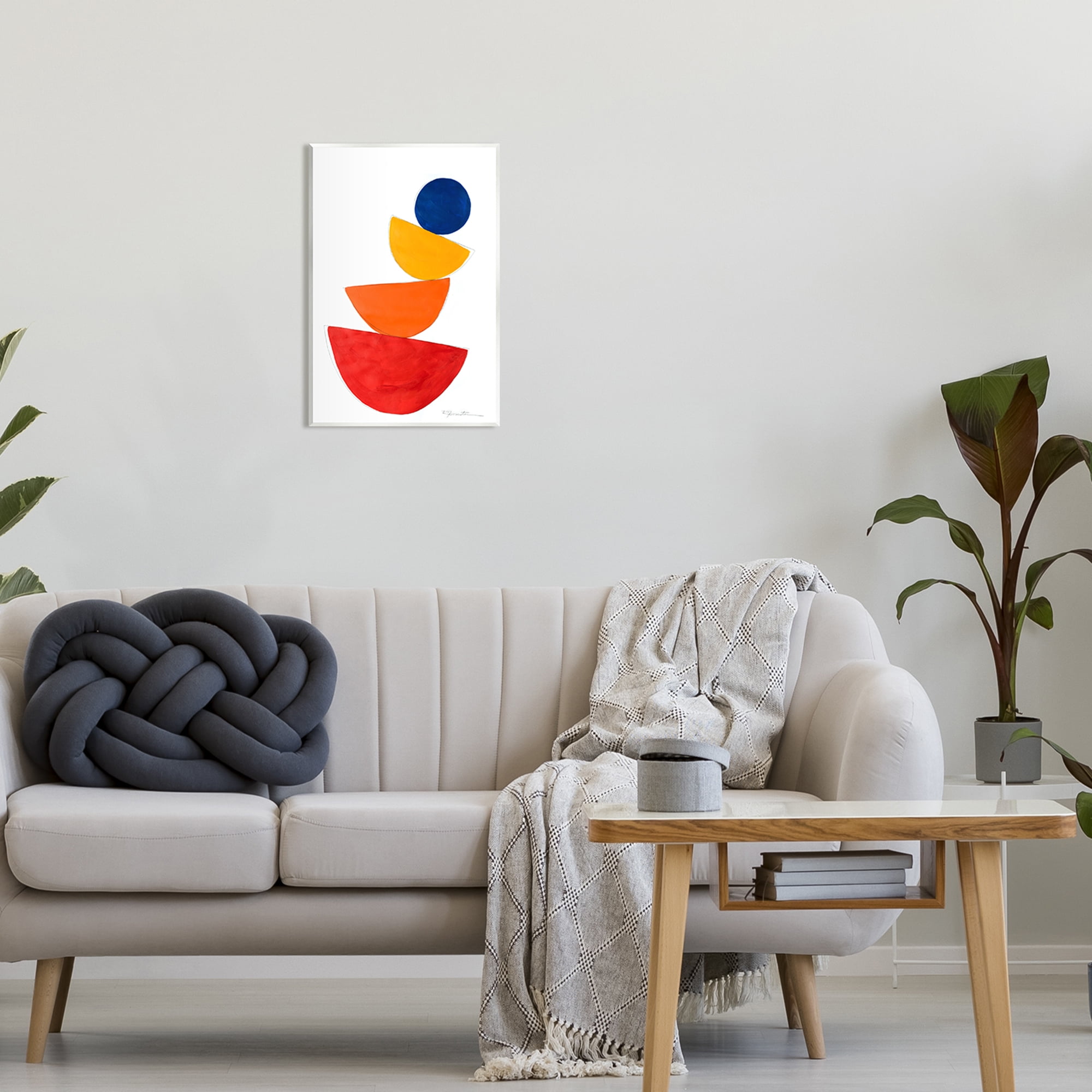 Stupell Industries Tilting Balancing Shapes Abstract Painting Unframed Art Print Wall Art, 13 x 19