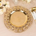 thumbnail image 6 of Efavormart 6 Pack Metallic Gold Acrylic Plastic Serving Plates With Hollow Semi Circle Rim, 13" Round Decorative Charger Plates, 6 of 10