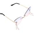 thumbnail image 3 of KAKOWELY 1 par de gafas de sol sin montura con forma de mariposa, modernas, para decoración de fiestas disco., 3 of 4