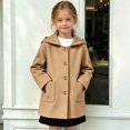 thumbnail image 4 of Girls Trench Coats Hooded Cute Windproof Wool Blend Peacoats Kid Girls Winter Jackets (Khaki), 4 of 6