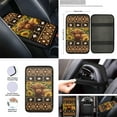 thumbnail image 4 of Renewold American Tribal Highland Cow Sunflower Brown Car Seat Cover Set 12 PCS, with Steering Wheel Cover Seat Belt Armrest Handbrake Gear Shift Knob Cover Set Coasters Auto Accessories, 4 of 7