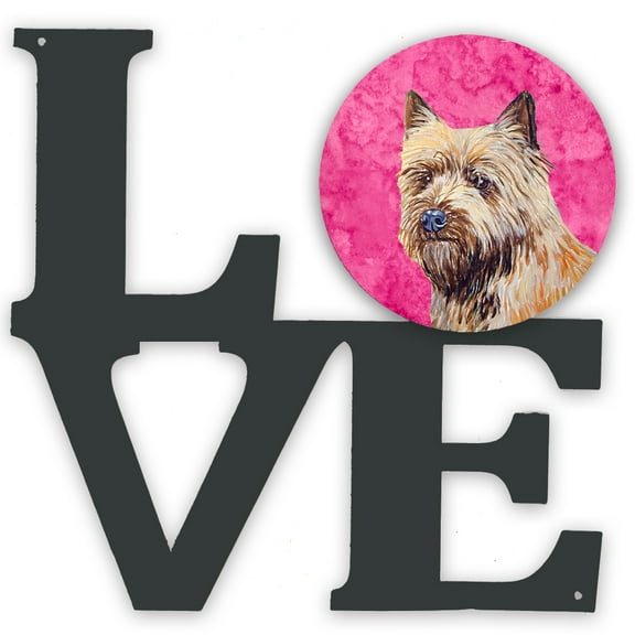 Pink Cairn Terrier Metal Wall Artwork LOVE